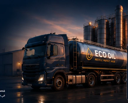 مشهد صناعي يعكس عمليات جمع وإدارة الزيوت المستخدمة لدى Eco Oil